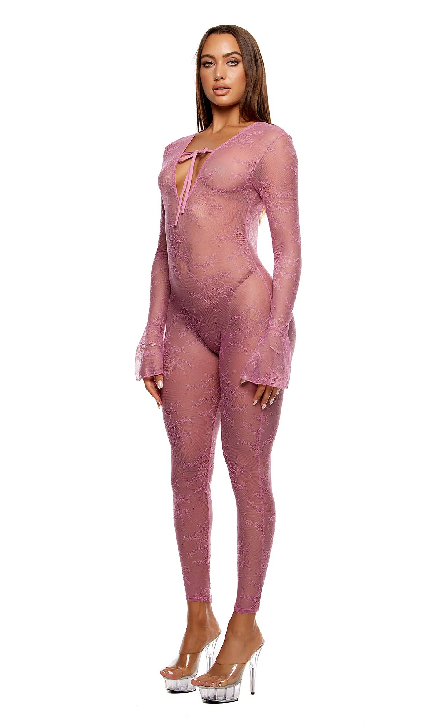 Take It Easy Lounge Lace Jumpsuit - Mauve-4