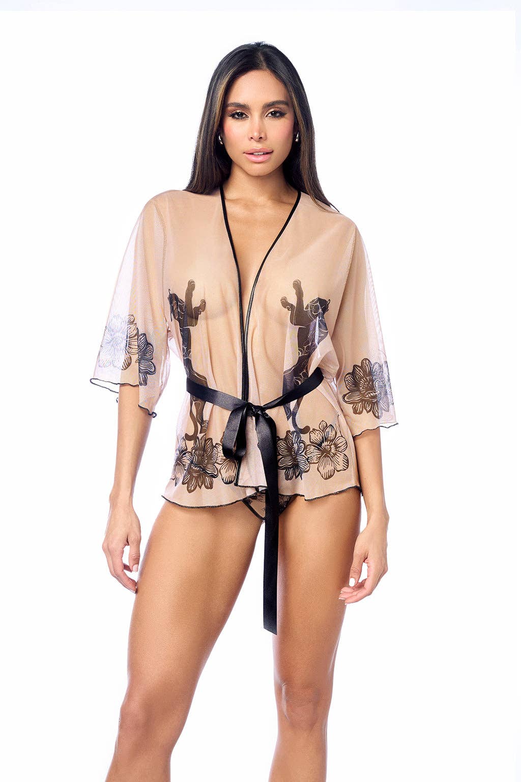 Robe with matching Panty Nude/Black-1