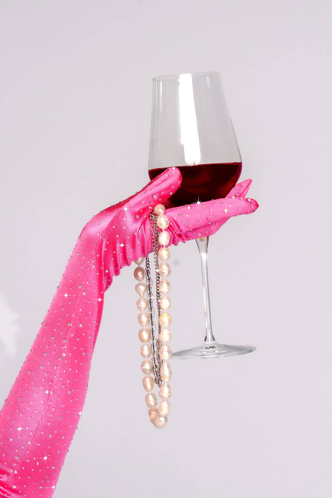 One Size Satin Rhinestone Opera Gloves-15