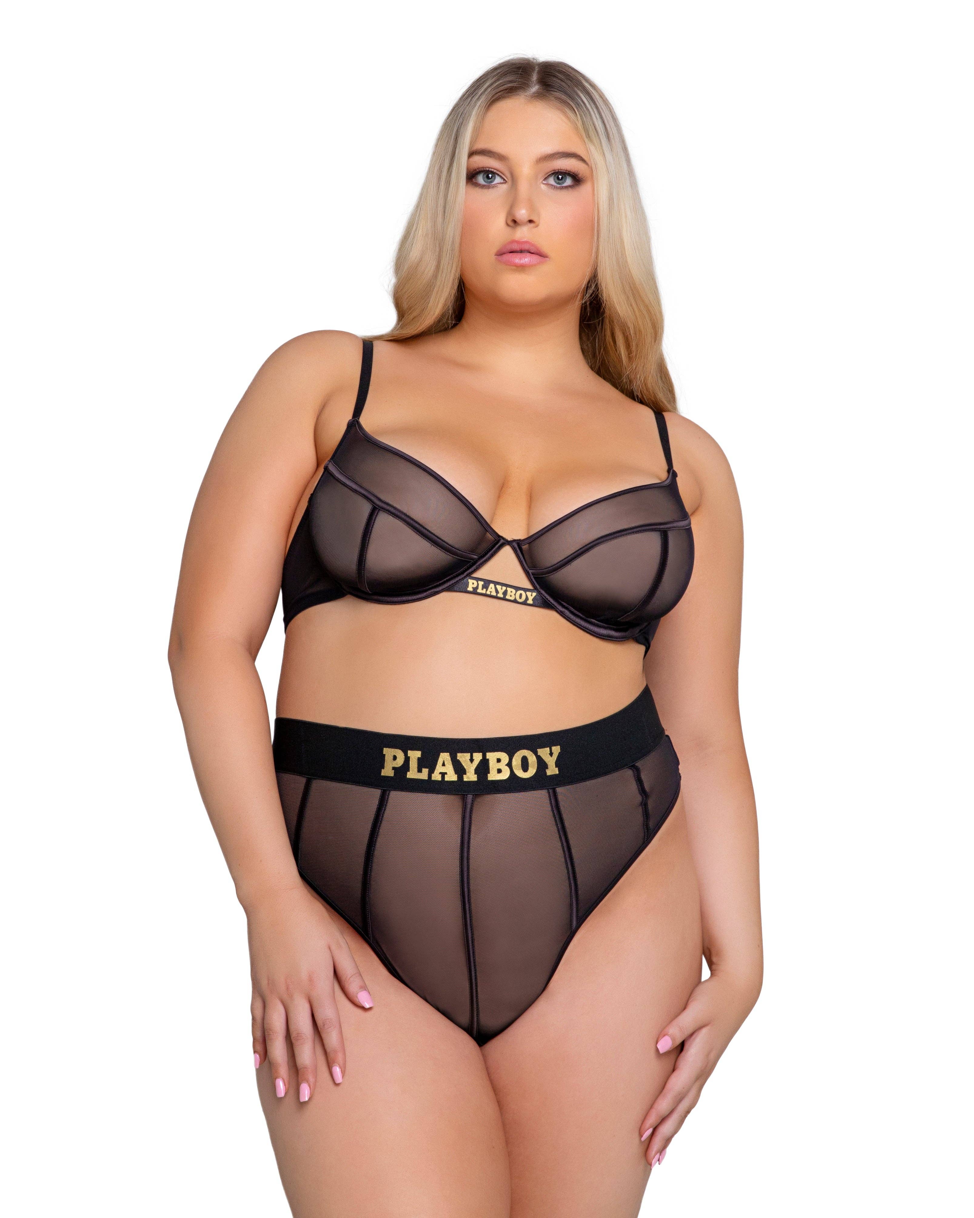 Playboy Cage 2-Piece Set Mesh & satin binding-3