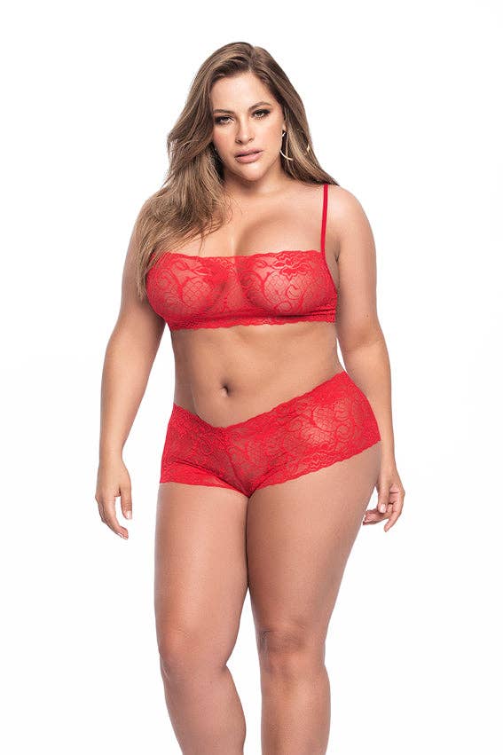 Panty and Top Lace Set Red-1