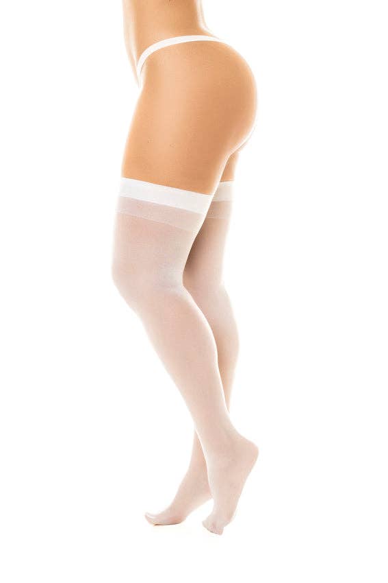 Sheer Thigh Highs Stockings White-3