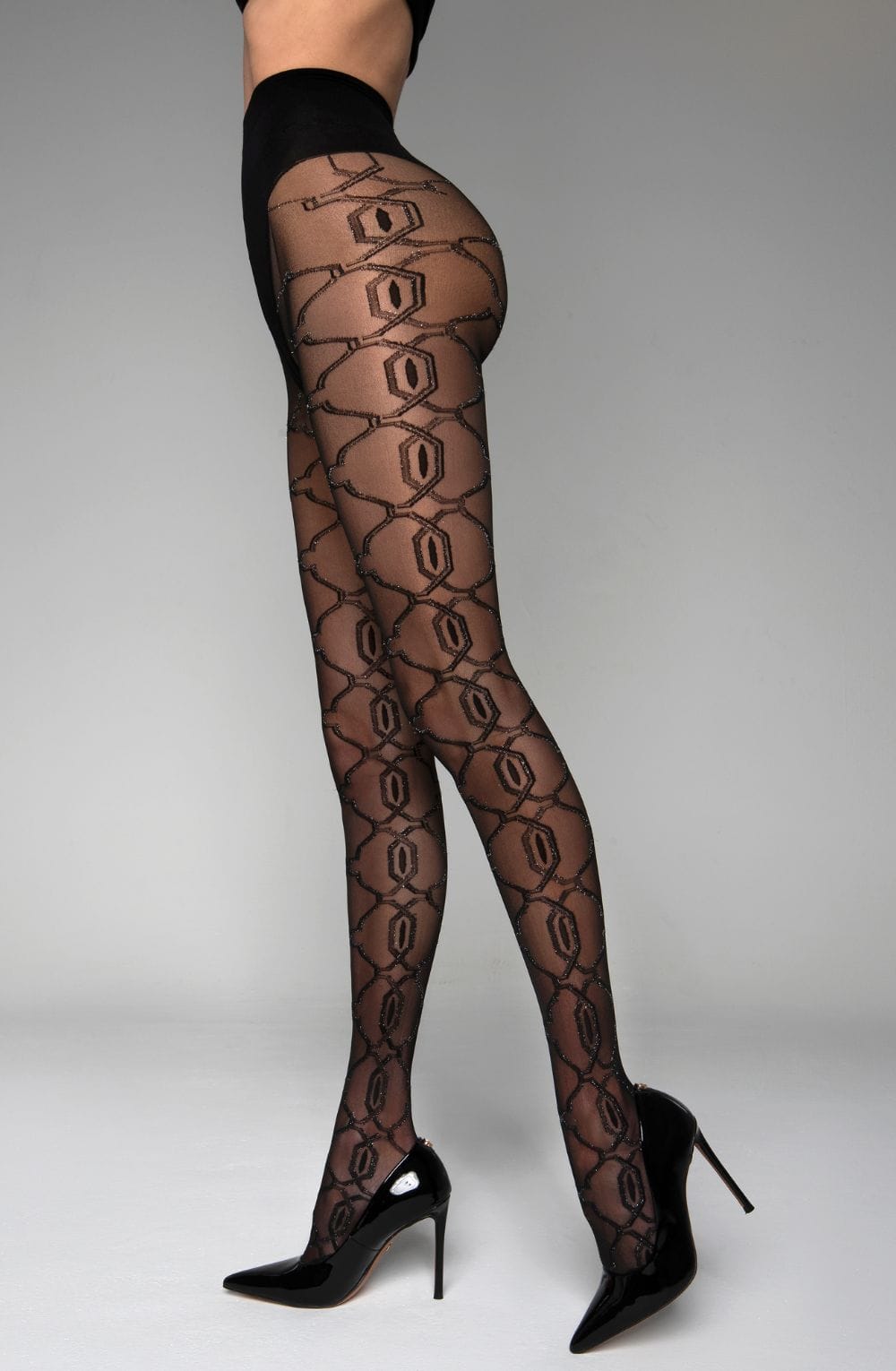 Black Secret BS140 Crotchless Tights With Lurex-2