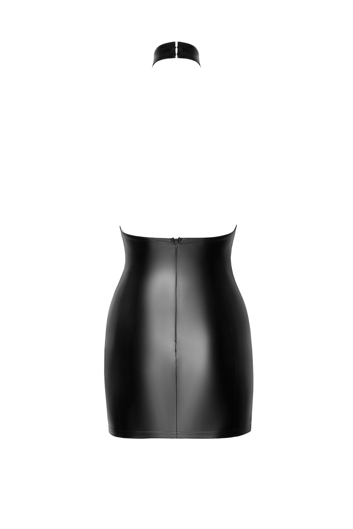 F311 Eros mini halter dress of flocked mesh and wetlook - 3XL-4
