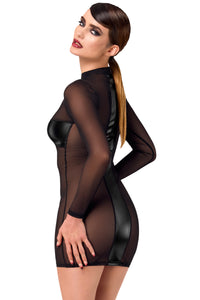 F369 Crossfire Mesh & Wetlook Mini dress - 3XL-3