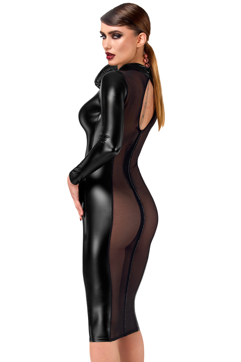 F371 Luxuria Crystal Sheer Midi Dress - 3XL-3