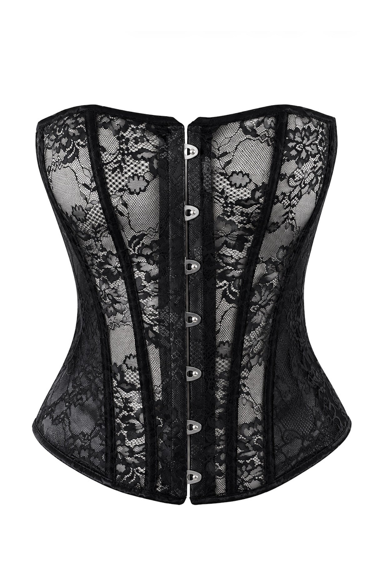 F406 One More Kiss  Lace & Powerwetlook Corset - 3XL-0