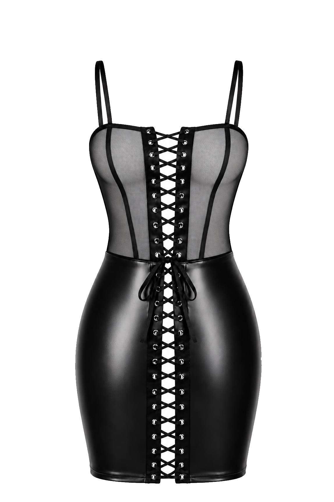 F409 Do Not Disturb Lace-Up Mini Dress - 3XL-0
