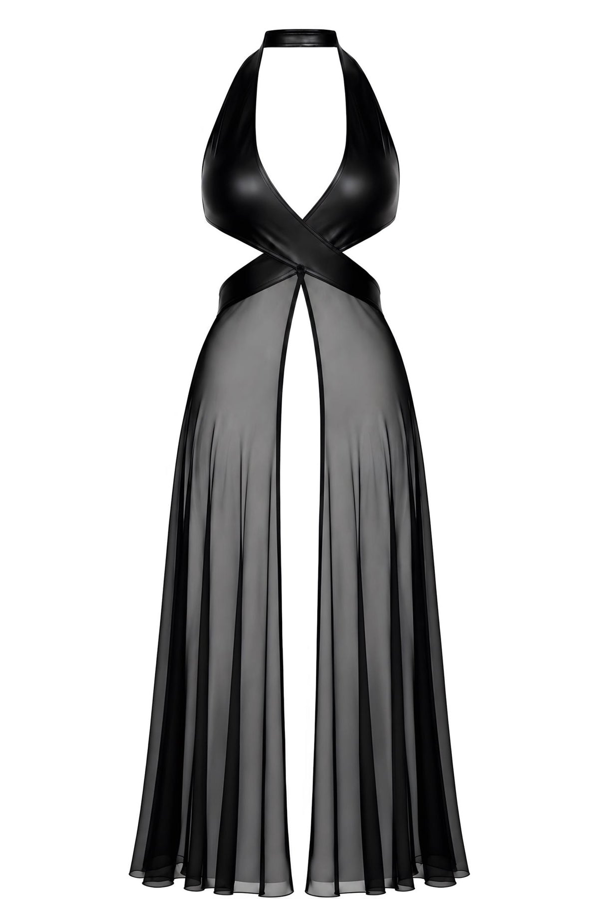 F412 Do not Disturb Crossover Halter Maxi Dress - 3XL-0