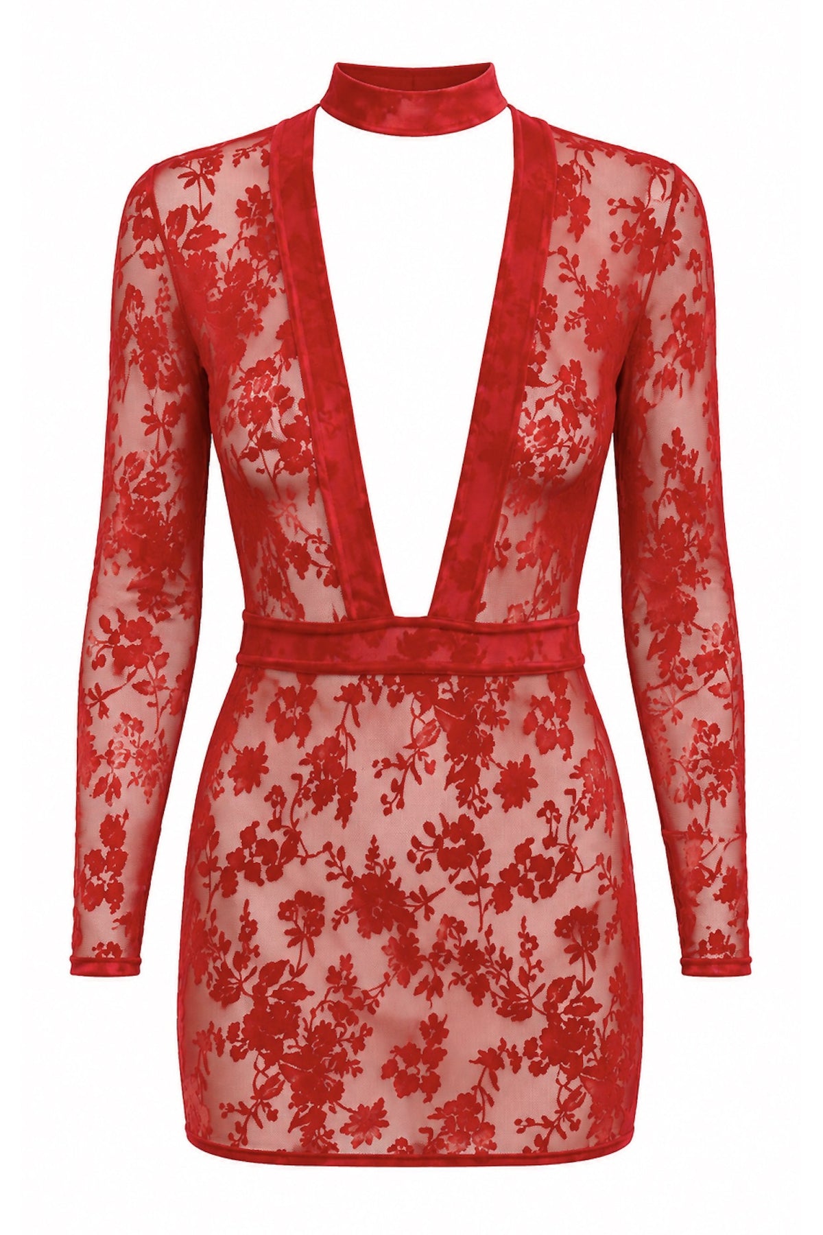 F415 Lovebite Plunging V Mini Dress red - 3XL-0