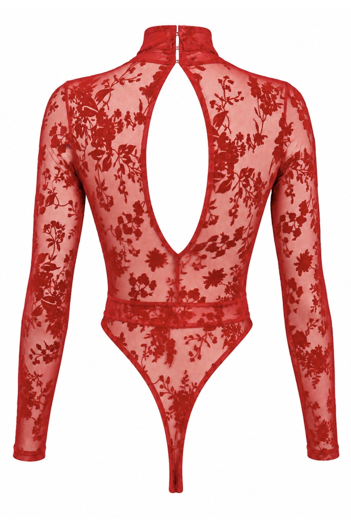 F416 Lovebite Plunging V Bodysuit red - 3XL-1