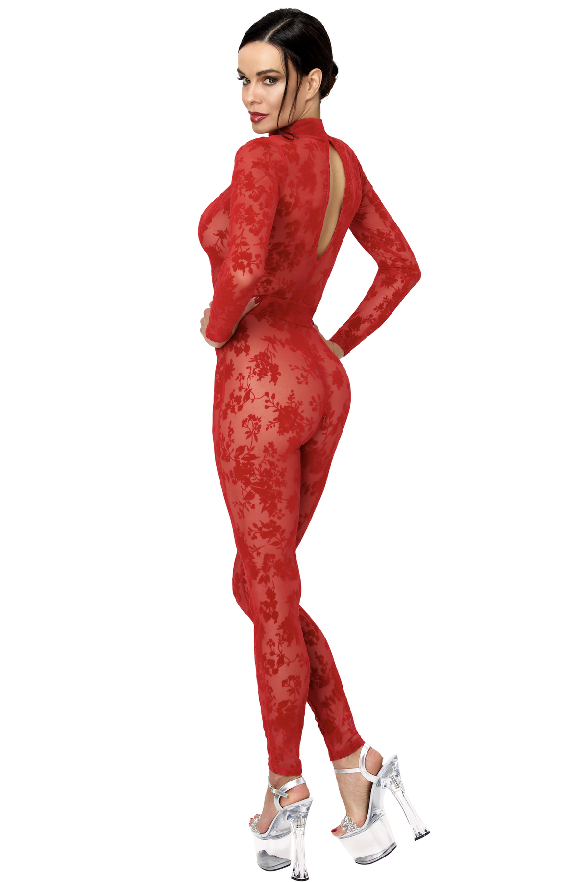 F414 Lovebite Plunging V Catsuit - 3XL-3