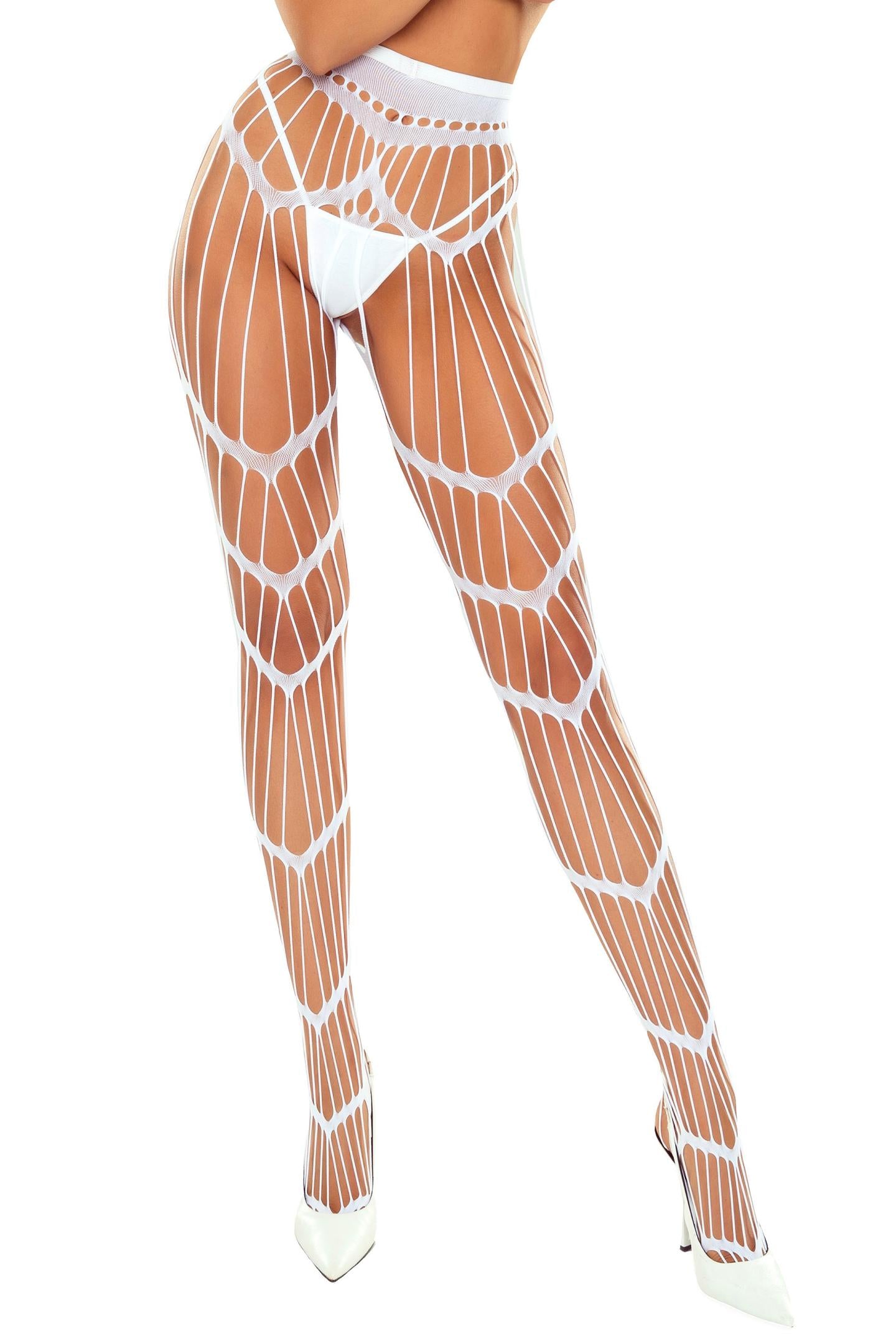 open tights S033 white - S/M-0