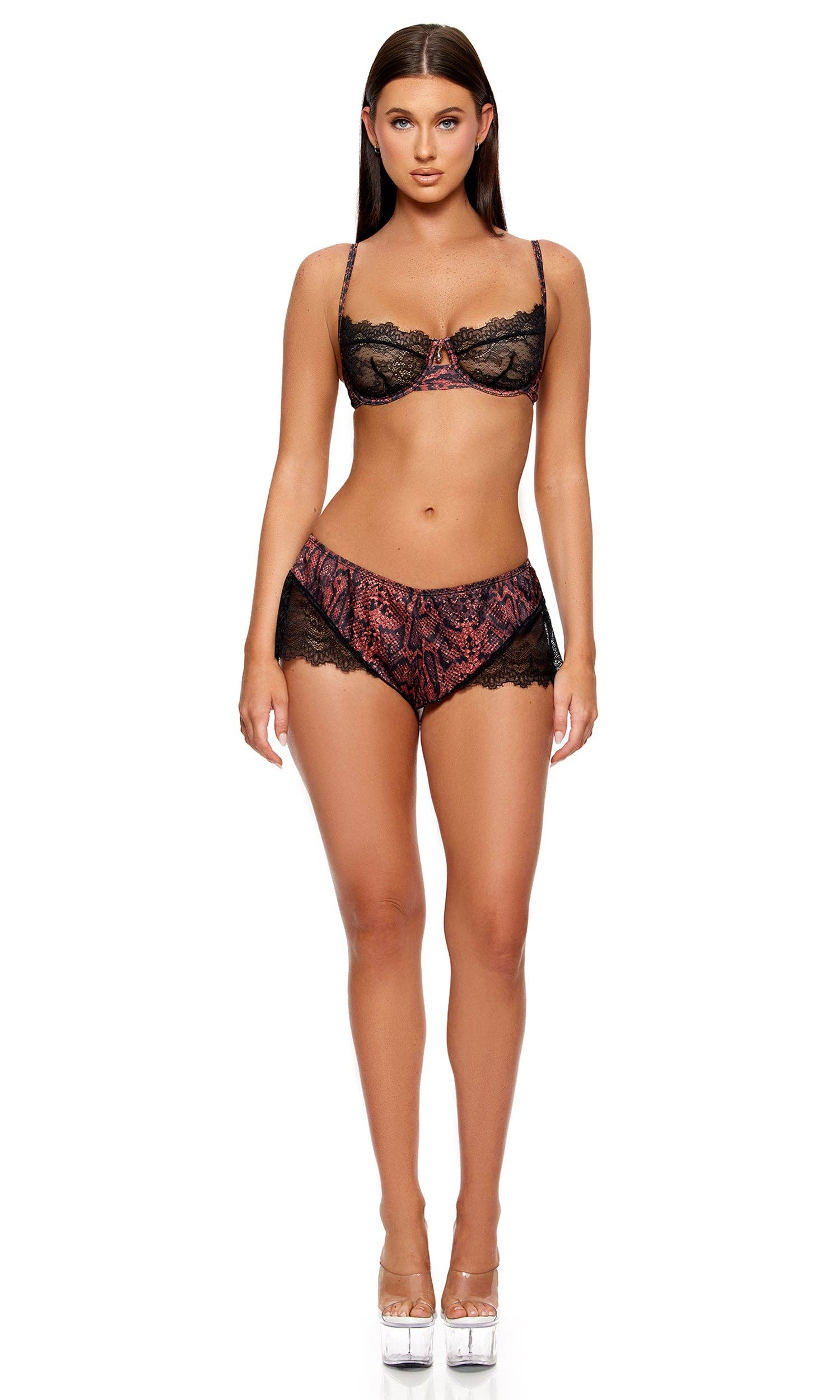 Second Skin Snake Satin Bra and Shorts Set-1