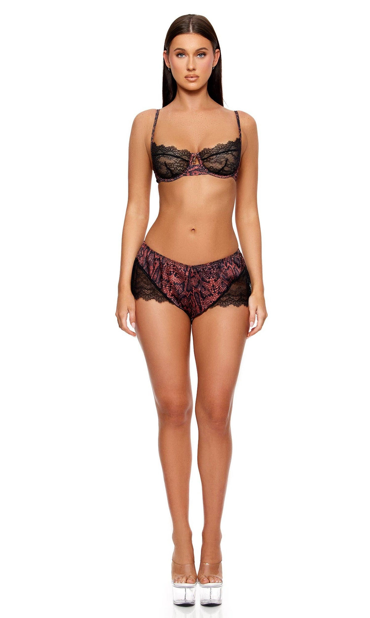 Second Skin Snake Satin Bra and Shorts Set-5